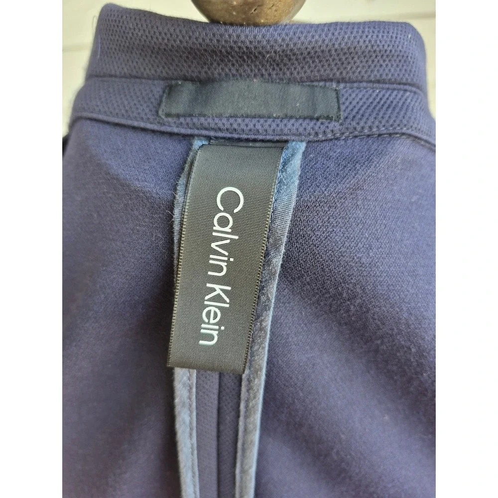 Calvin Klein Mens Navy Blue Textured Honeycomb X Slim Fit Blazer Sport Coat 44 R